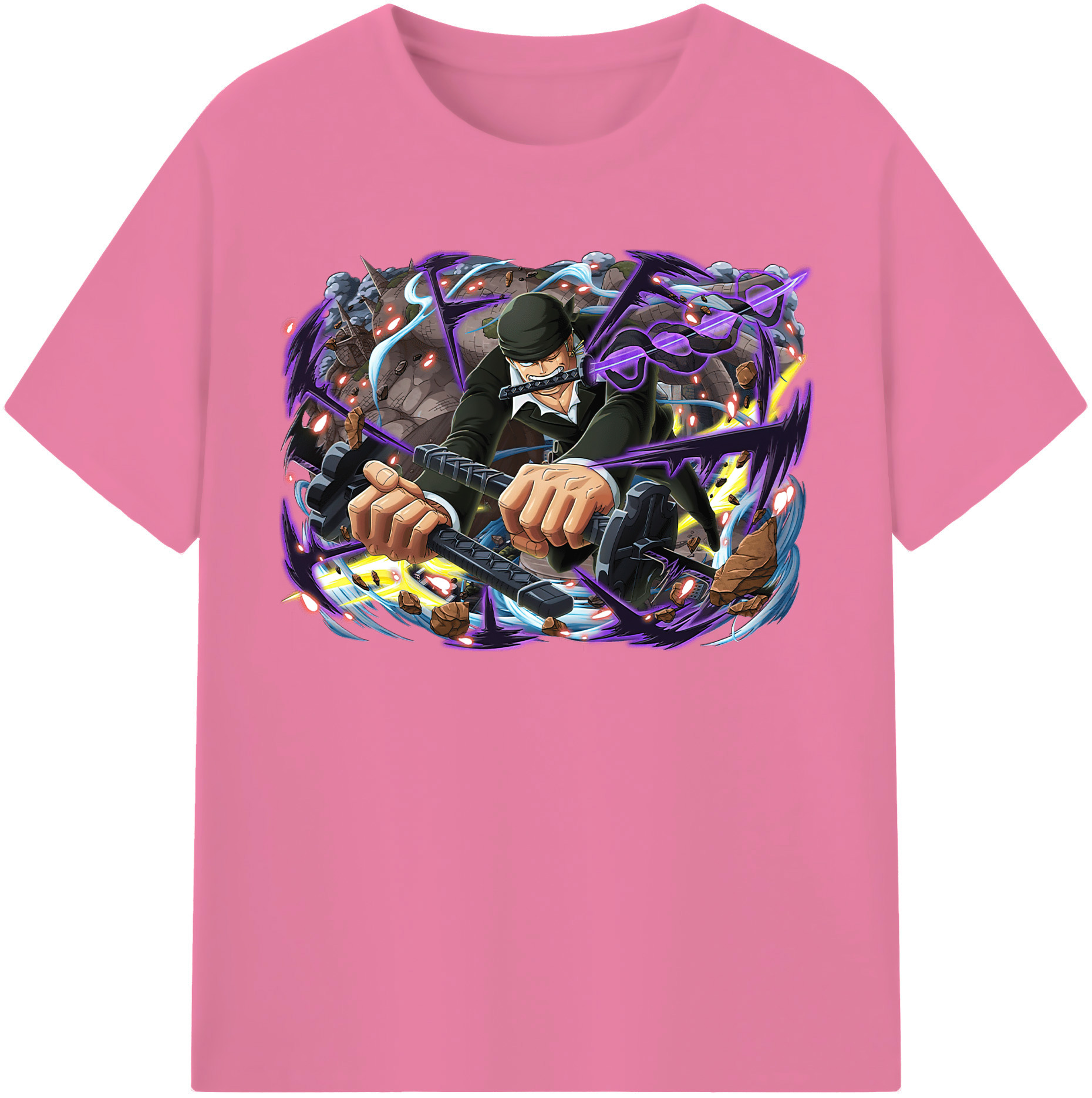 ワンピース ロロノア・ゾロ ONE PIECE Roronoa Zoro 綿100％半袖Tシャツ（フロントプリント）